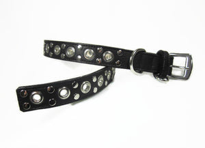Jaxon Leather Collar with Nickel Eyelet & Stud Cluster - Around The Collar NY