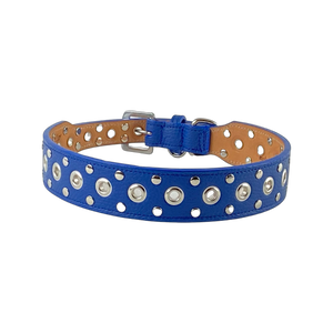 Jaxon Wider Leather Dog Collar w-Eyelet & Stud Nickel Cluster