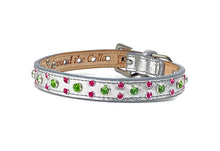 Load image into Gallery viewer, Leah Leather Dog Collar Cluster with Small Crystals on Edge. Medium down center - Around The Collar NY