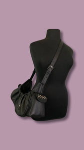 Leah Leather Sling Carrier with Crystal Cluster on Pocket Flap