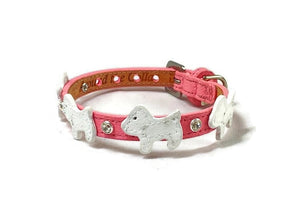 Malka leather dog collar with crystals by Around the Collar