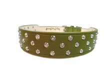 Load image into Gallery viewer, Callie Crystal Cluster Wider Leather Dog Collar - Around The Collar NY