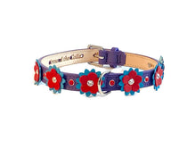 Load image into Gallery viewer, Penelope Flower Leather Dog Collar with Crystals on Flower &amp; Collar