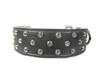 Load image into Gallery viewer, Callie Crystal Cluster Wider Leather Dog Collar - Around The Collar NY