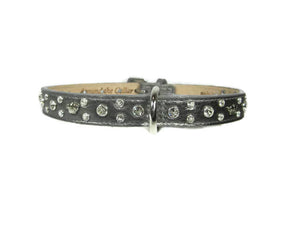Bella Leather Dog Collar with Jewels and Crowns - Around The Collar NY