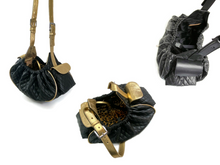 Cargar imagen en el visor de la galería, Classic Quilted Black Sling with Leather Straps and Pocket Flaps Product vendor