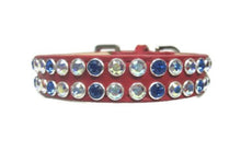 Load image into Gallery viewer, Ava Double Row Close Crystal Leather Dog Collar - Around The Collar NY