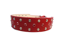 Load image into Gallery viewer, Callie Crystal Cluster Wider Leather Dog Collar - Around The Collar NY