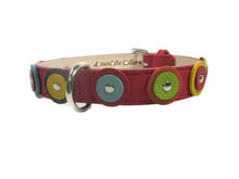 Load image into Gallery viewer, Brady Double Disc Leather Dog Collar with Nickel Stud Center WIP - Around The Collar NY