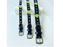 Load image into Gallery viewer, Shamrock Leather Dog Collar with Crystals
