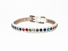 Load image into Gallery viewer, Shanti Random Multi Crystal Leather Dog Collar - Around The Collar NY