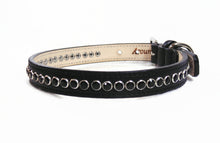 Load image into Gallery viewer, Shanti with Colored Crystals Close Together Leather Dog Collar