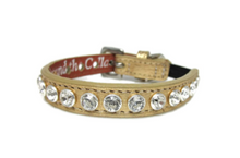 Load image into Gallery viewer, Shanti Leather Cat Collar with Single Row Crystals Close Together Product vendor