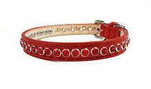 Load image into Gallery viewer, Shanti Single Row Close Crystals Leather Dog Collar - Around The Collar NY