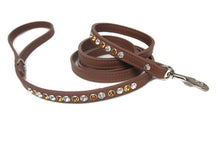 Load image into Gallery viewer, Shanti Leather 2 Tone Crystal Leash - Around The Collar NY