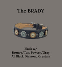Load image into Gallery viewer, Brady Double Disc Wider Leather Dog Collar with Crystals on Disc and Collar Product vendor