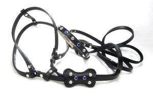 Bone Leather All-In-One Harness with Bone Slider and 6 Swarovski Crystals - Around The Collar NY