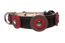 Load image into Gallery viewer, Brady Double Disc Leather Dog Collar with Nickel Stud Center WIP - Around The Collar NY