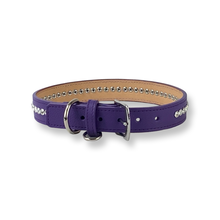 Load image into Gallery viewer, Shanti Leather Dog Collar with All Clear Crystals Close Together Product vendor