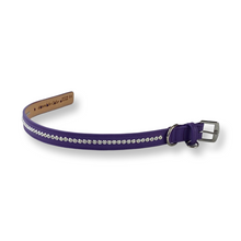 Load image into Gallery viewer, Shanti Leather Dog Collar with All Clear Crystals Close Together Product vendor