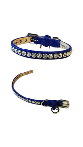 Royal blue leather bling Shanti dog collar