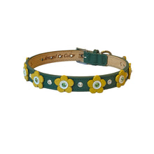 Load image into Gallery viewer, Riley Flower Leather Dog Collar with Austrian Crystals on Flower &amp; Collar Product vendor