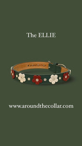 Ellie Christmas Flower Leather Dog Collar with Crystals on Flower & Strap Product vendor
