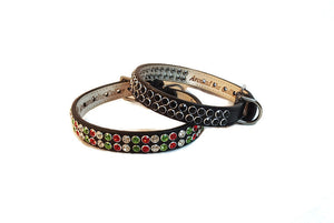 Kathy Double Row Dog Collar with Crystals Close Together with taper at ends