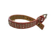 Load image into Gallery viewer, Dixie Cluster Leather Dog Collar w/Med Crystals 3-2 Row Spaced Product vendor