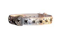 Load image into Gallery viewer, Lincoln Leather Dog Collar with Nickel Stars and Crystal Cluster Product vendor