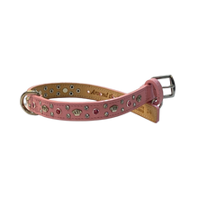 Cargar imagen en el visor de la galería, Pink Tulip Blingy Bella Leather Dog Collar