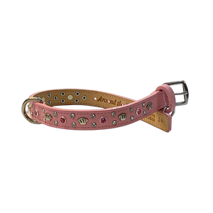 Pink Tulip Blingy Bella Leather Dog Collar