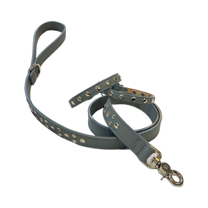 Bells Leather Leash with Nickel Stud Cluster Product vendor