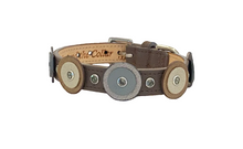 Cargar imagen en el visor de la galería, Brady Double Disc Wider Leather Dog Collar with Crystals on Disc and Collar Product vendor