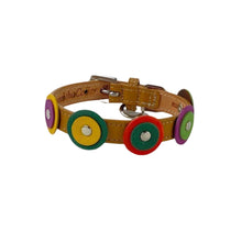 Cargar imagen en el visor de la galería, Brady Double Disc Leather Dog Collar with Nickel Stud Center Product vendor