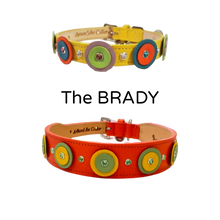 Cargar imagen en el visor de la galería, Brady Double Disc Wider Leather Dog Collar with Crystals on Disc and Collar Product vendor