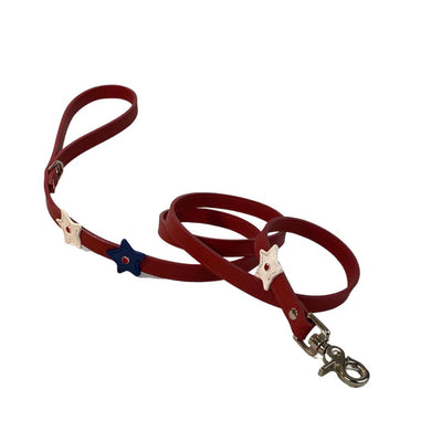 Breck Leather Dog Leash w-3 Leather Stars & Crystal on Star
