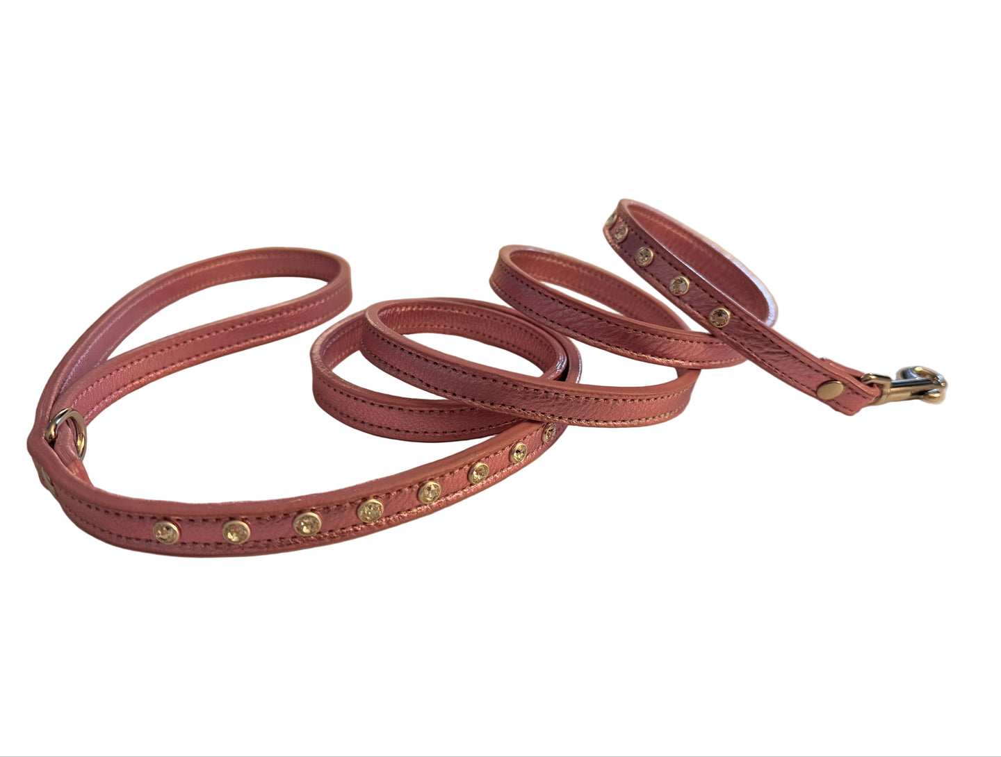 Crystal Brie Leather Dog Leash
