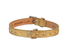 Load image into Gallery viewer, Brie Metallic Leather Single Row Crystal Dog Collar Product vendor