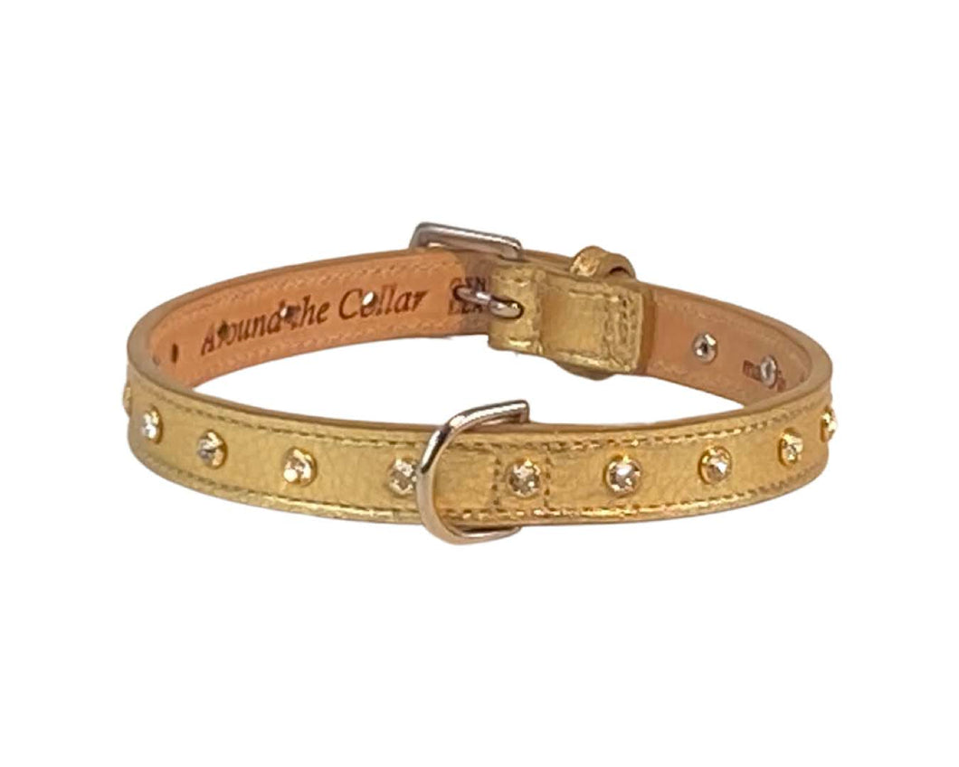 Brie Metallic Leather Single Row Crystal Dog Collar Product vendor