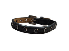Load image into Gallery viewer, Black leather Brie Cat Collar with Jet Austrian Crystals