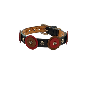 Brady Double Disc Leather Dog Collar with Crystals on Disc and Collar Product vendor