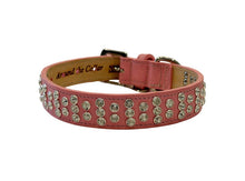 Load image into Gallery viewer, Dixie Cluster Leather Dog Collar w/Med Crystals 3-2 Row Spaced Product vendor
