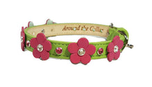 Load image into Gallery viewer, Ellie Flower Leather Cat Collar w/Crystals on Flower &amp; Strap