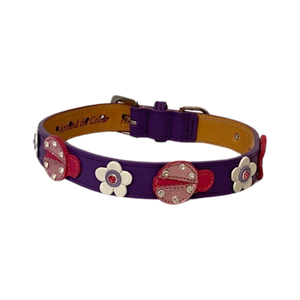 Eudora Ladybug Leather Dog Collar