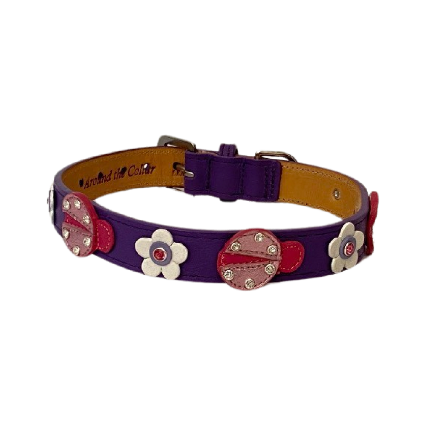 Eudora Ladybug Leather Dog Collar