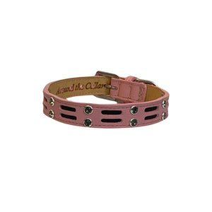 Huck Leather Dog Collar with Double Row Inserts & Double Row Austrian Crystals