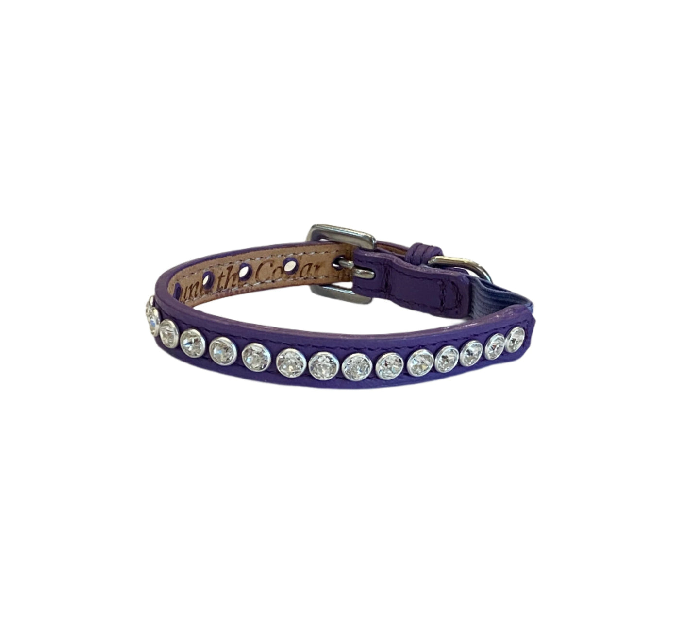 Purple Cat Shanti Collar. All leather w-Crystals