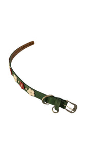 Ellie Christmas Flower Leather Dog Collar with Crystals on Flower & Strap Product vendor