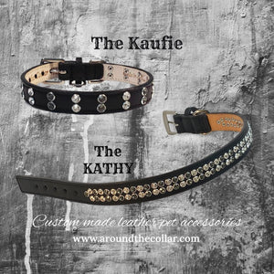 Kathy Double Row Dog Collar with Crystals Close Together with taper at ends